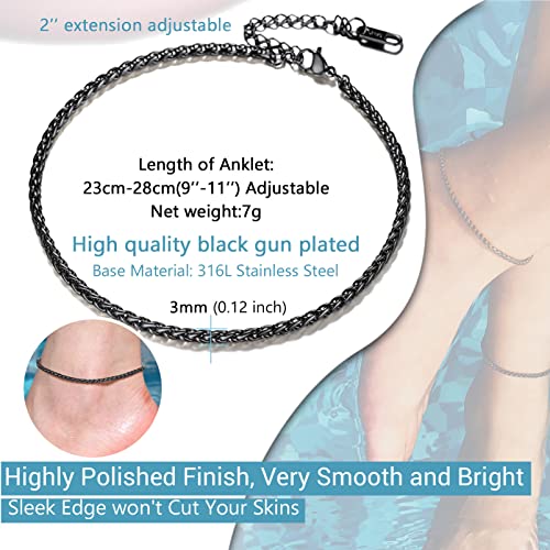 Prosteel PSA3543H-8-NA Black Anklet Bracelet Ankle Bracelet Jewelry For Women Beach Anklets Stainless Steel Ankle Bracelts thumb #2