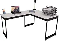 Mesa Em L Estilo Industrial Escrivaninha De Canto Escritório Estudo Beni Camaleão (Branco)