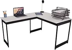 Mesa Em L Estilo Industrial Escrivaninha De Canto Escritório Estudo Beni Camaleão (Branco)