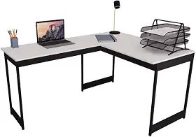 Mesa Em L Estilo Industrial Escrivaninha De Canto Escritório Estudo Beni Camaleão (Branco)