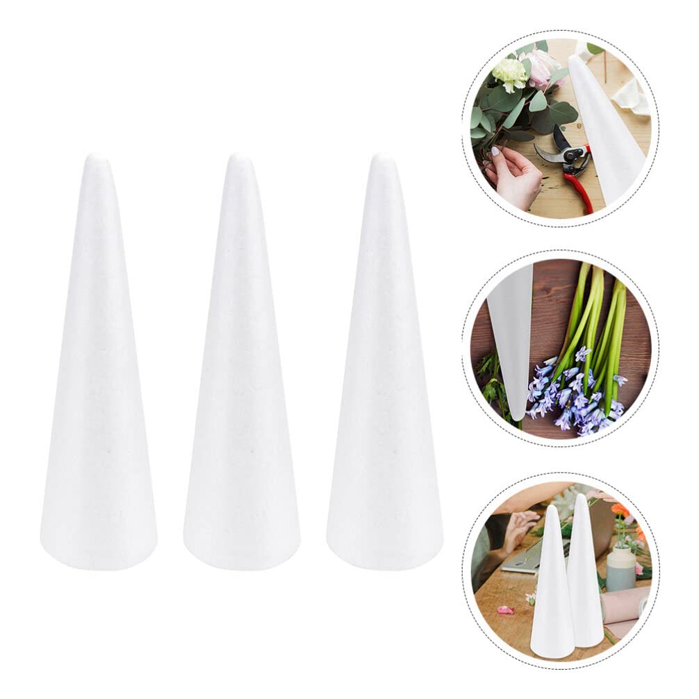 3 conos de espuma de 30 cm para manualidades, conos de espuma de poliestireno, conos de espuma de poliestireno para bricolaje, árbol de Navidad, decoración de proyectos de