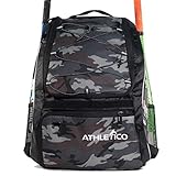 Athletico Baseball Bat Bag - Backpack for Baseball, T-Ball & Softball Equipment & Gear for Youth and...