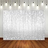 Lofaris Silver Photography Backdrop Shining Sparkle(Not Real) Birthday Wedding Bridal Shower Prom Party Decorations Silver Bokeh Baby Shower Portrait Backdrops for Photo Shoot Props 7x5ft