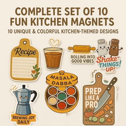 Image of Kitchen Items Fridge Magnet Set - 10-Piece Colorful Magnetic Decor for Refrigerator, Whiteboard & Locker - Strong Hold & Durable Finish