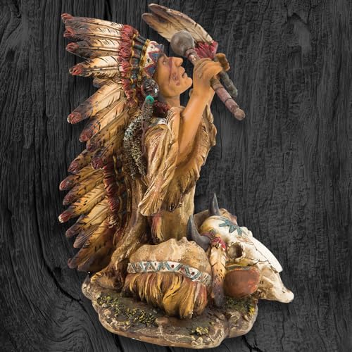 Estatua Jefe Nativo Americano en Resina 10''x8.75''x9'' miniatura 3
