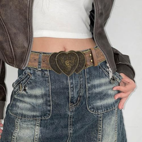 Women's Western Belt Vintage Studded Floral Leather Belts for Jeans Pant Dress2
