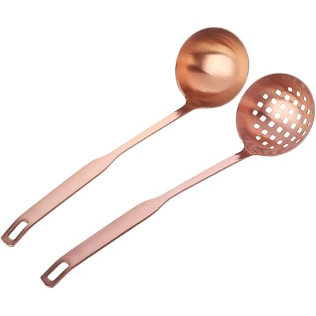 2 Pcs Soup Ladle Colander Rose Gold