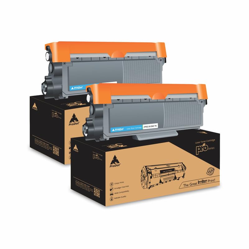 ProDot 2365 TN Toner Cartridge Replaces Brother TN-2365 / TN-660 Compatible with Brother DCP-L2520dw/L2540dw/HL305w/2321d/2340dw/MFCL2700dw/2701dw I 2600 Page Yield I 1 Year Warranty (2 PC)