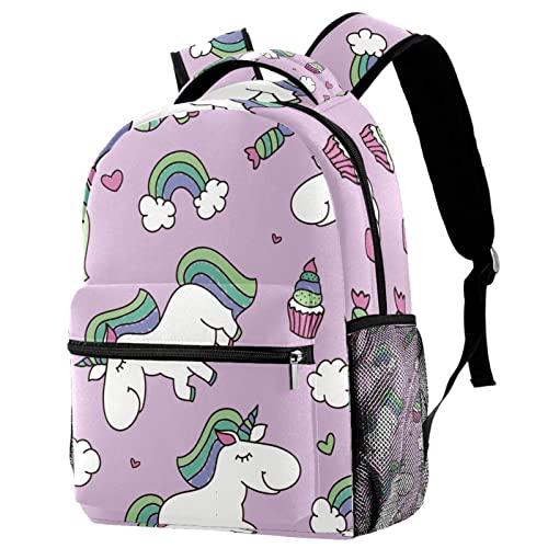 Sac à dos de voyage licorne filles et garçons avec poches arc-en-ciel