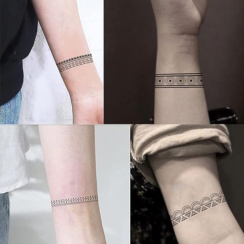 Miniatura 1 de Everjoy Más de 10 diseños impermeables brazo muñeca pierna círculo falso tatuaje temporal pegatinas - brazalete tribal bohemio negro