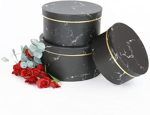 UNIKPACKAGING - Juego de 3 cajas redondas de alta calidad para arreglos florales y de regalo, cajas para almacenamiento, decoración del hogar