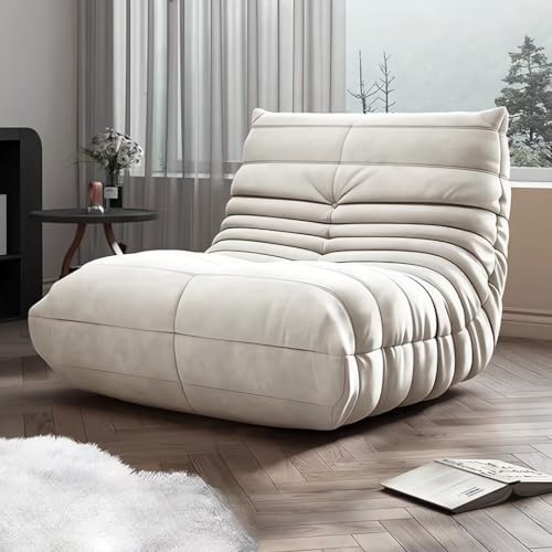 LENND Bean Bag Chair for Adult Modern Cream Togo Sofa for Living Room White Fireside Chair Lazy Sofa for Bedroom