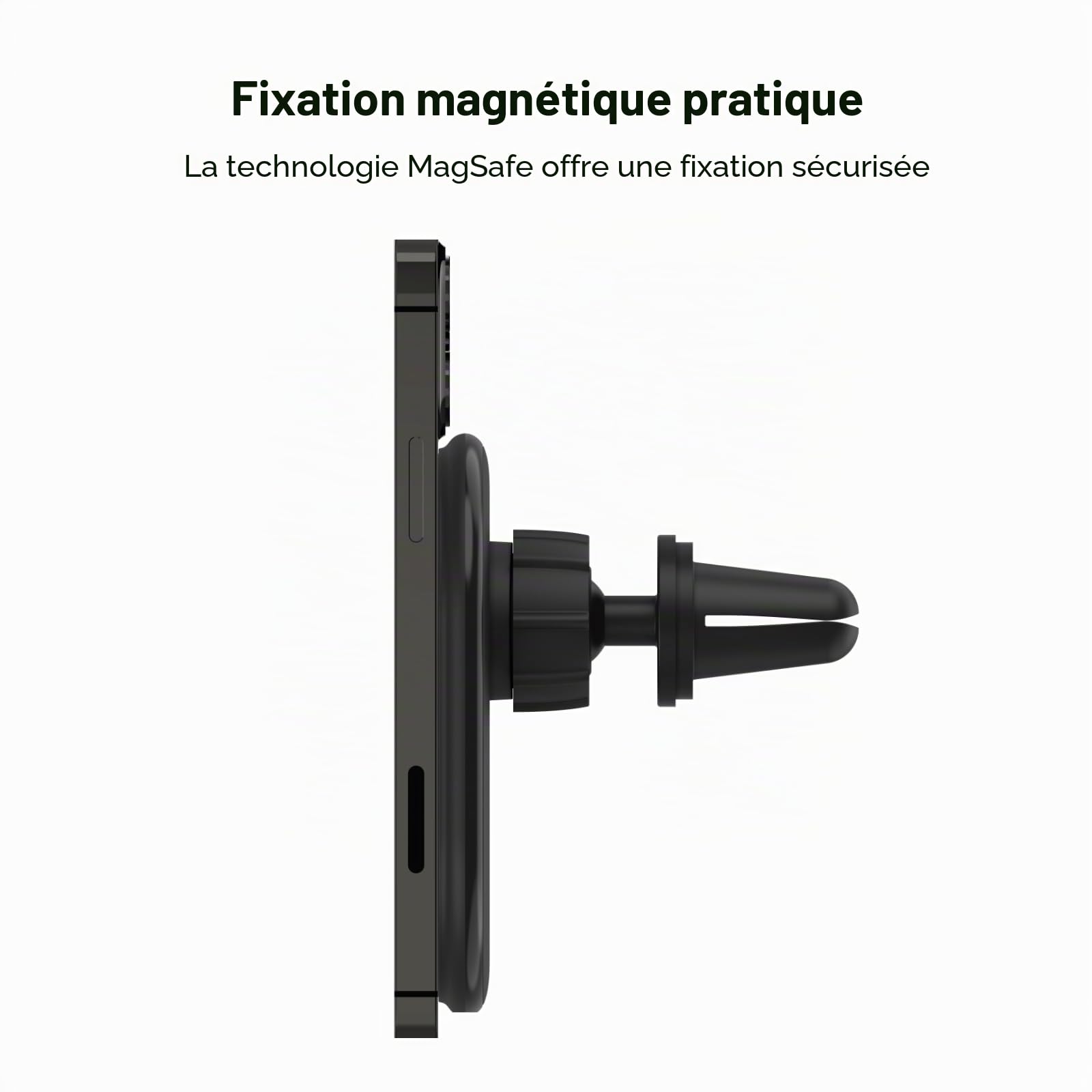 Belkin BoostCharge Chargeur de voiture Magnétique sans fil, Support Telephone Voiture Magnetique, Compatible MagSafe, pour l’iPhone 17, 16, 15, 14, 13, 12 Pro, Max, Plus, mini (câble inclus)