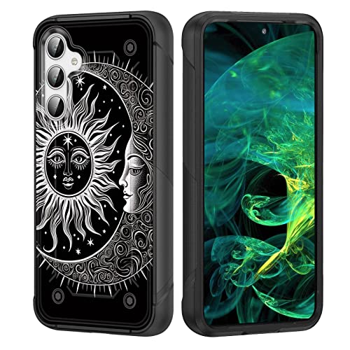 wiaekosef for Galaxy A54 5G Case,Heavy Duty Dual Layer Hard PC & Soft Silicone Rugged Bumper Shockproof Protective Case for Samsung Galaxy A54 5G 6.4 Inch,Sun Moon Stars