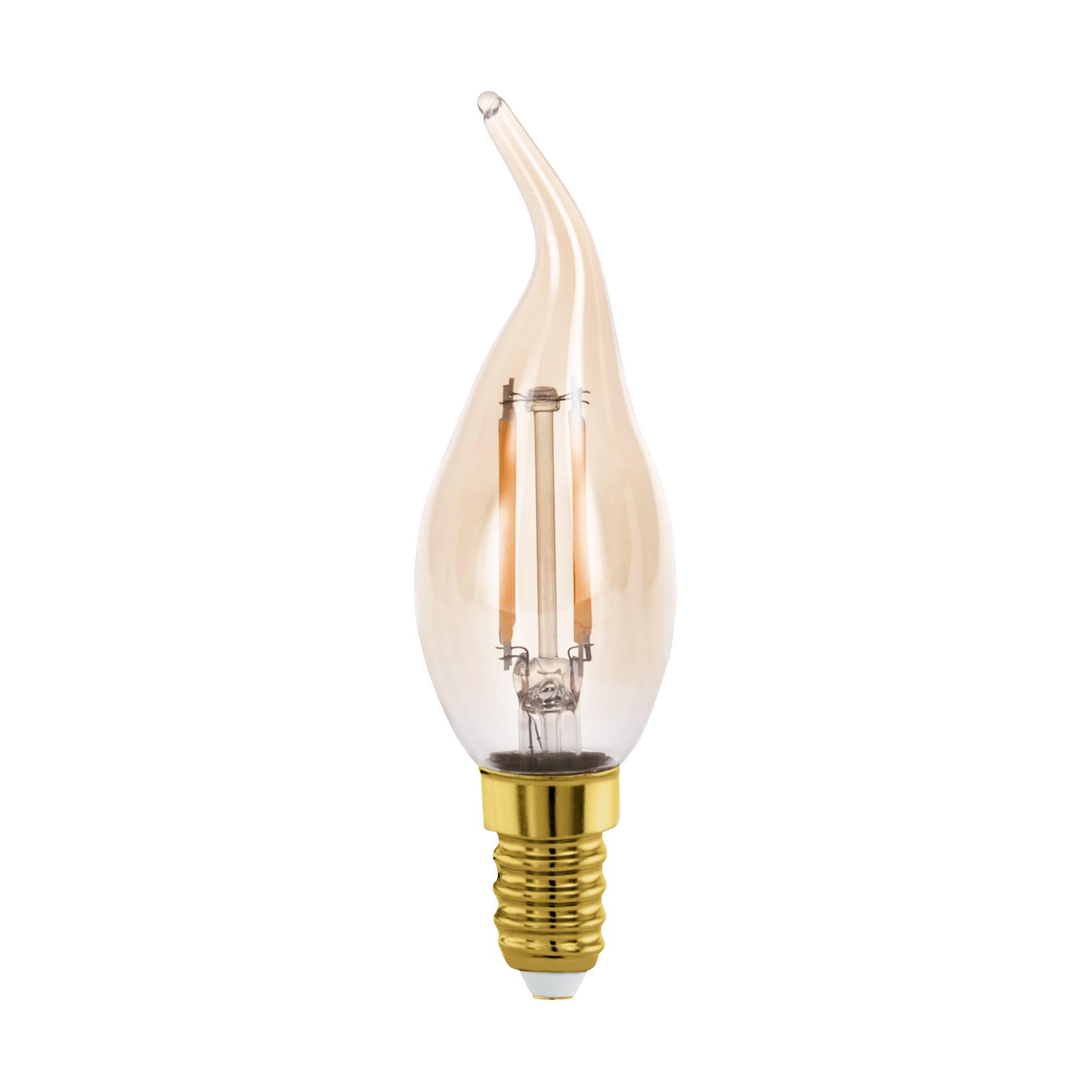 Eglo E14 LED Edison lamp, Amber Vintage Filament Candle Light Bulb, Retro Lighting, 4 watt (Equivalent to 26 watt), 270 Lumen, Warm White Glow, 2200 Kelvin, CF35, Ø 1.4"