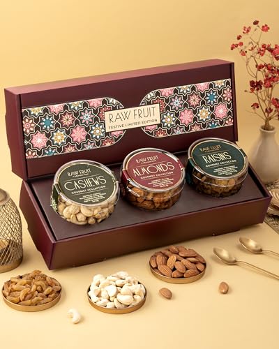 Image of HyperFoods Eid Mubarak Gift Box Cashews Almonds Walnuts 350 Grams Dry Fruits Gift Pack Ramzan Gift Hampers Dry Fruits Gifts Pack of 3 DryFruit Combo Pack DryFruits Pet Jars Pack of 3 Dryfruits