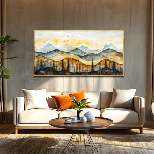 ERQINHUA Large Canvas Wall Art For Living Room Wall Decor For Farmhouse Bedroom Office Wall Decorations Prints Pictures Abstract Mountain Landscape Painting Wood Frame Home Decor Aesthetics 24"X48"