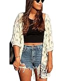 Cami-sunny Women Printed Tassels Casual Blouse Top Kimono Cardigan Coat (Large, elephant printed)