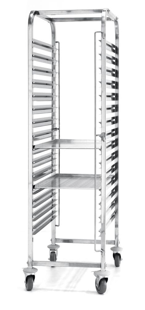 HENDI Carro bandejero para bandejas 600x400 mm, 15 Niveles, Capacidad de Carga máxima 150 kg, 515x680x(H) 1710mm, Acero Inoxidable