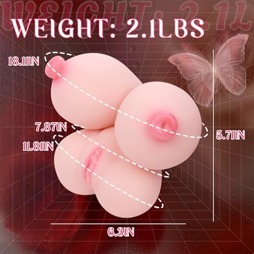 Image of Mini Sex Doll Male Masturbator with 3 Real 3D Channels, Portable Adult Sex Doll with Penetrable Big Nipples, Small Female Torso Love Doll with Realistic Pocket Pussy for Men Masturbation