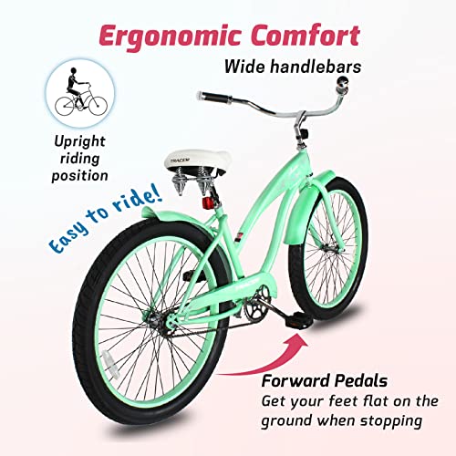 Bicicleta Tracer AVERA de playa para mujer, 26 pulgadas, monocarga, con neumáticos gruesos, para adultos (verde) miniatura 2