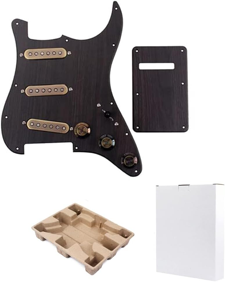Prewired Loaded Pickguard,Electric Guitar Pickguard with SSS Guitar Pickup Set, for 3-ply Stratocaster Pick Guard Loaded High Output Alnico V Single Coil Humbucker Replacement Parts