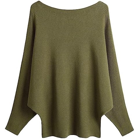FULIER Boat Neck Dolman Sweater for Women Cover