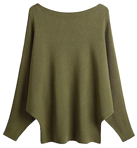 Listado de Jerséis para Mujer los 5 más buscados. 50 FULIER Cuello Barco Mangas de Murciélago Dolman Suéteres y Jerséis de Punto Sueltos Jumper Tops para Mujer Talla única