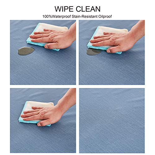 Image of NLMUVW Blue Vinyl Tablecloth for Rectangle, Heavy Duty PVC Table Cloth Waterproof Oil Proof Wipe Clean Table Cover for Kitchen Dining Picnic, 54 x 78 Inch