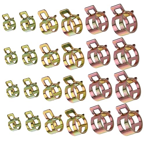CHILDWEET 1 Set 60pcs Gasoline Hose Clamp Stainless Hose Clamps Air Hose Worm Gear Clamps Hose Clamp Tool Hose Clamp Pliers Automotive Hose Clips Worm Clamp Kit Fuel Hose Clips Golden