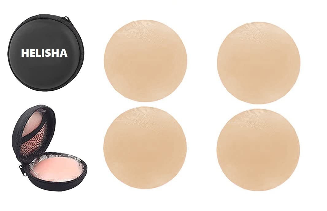 helisha Women's and Girl's Silicone Nipple Covers Reusable Comfortable Invisible Adhesive Silicone Pasties for Women (Beige Pack-of-2)(Free-Size)-picture-15