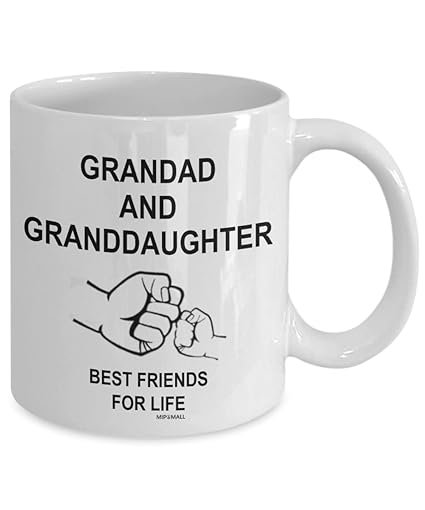 MIPOMALL Grandad Birthday Gifts, Fathers Day Mug for Grandad, Happy Birthday Grandpa Cup, Christmas Presents from Granddaughter Grandchildren - Best Friends for Life MG0117