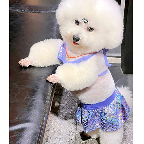 Image of Dog Bikini Swimsuit Summer Puppy Bathing Dress Beach Clothes Cat Costume for Puppy Dog Cat (XS, Purple)