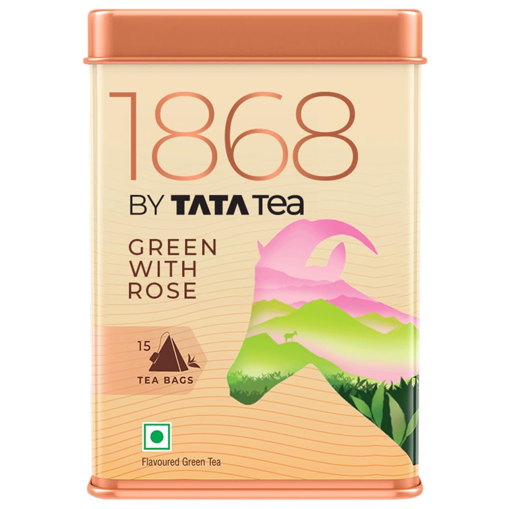 1868 by Tata Tea Green with Rose Tea Bags, Green Tea Leaves and Rose Petals, Green Tea Rich in Antioxidants, 15 Tea Bags (B0CSZ3LSLB) Amazon Price History, Amazon Price Tracker