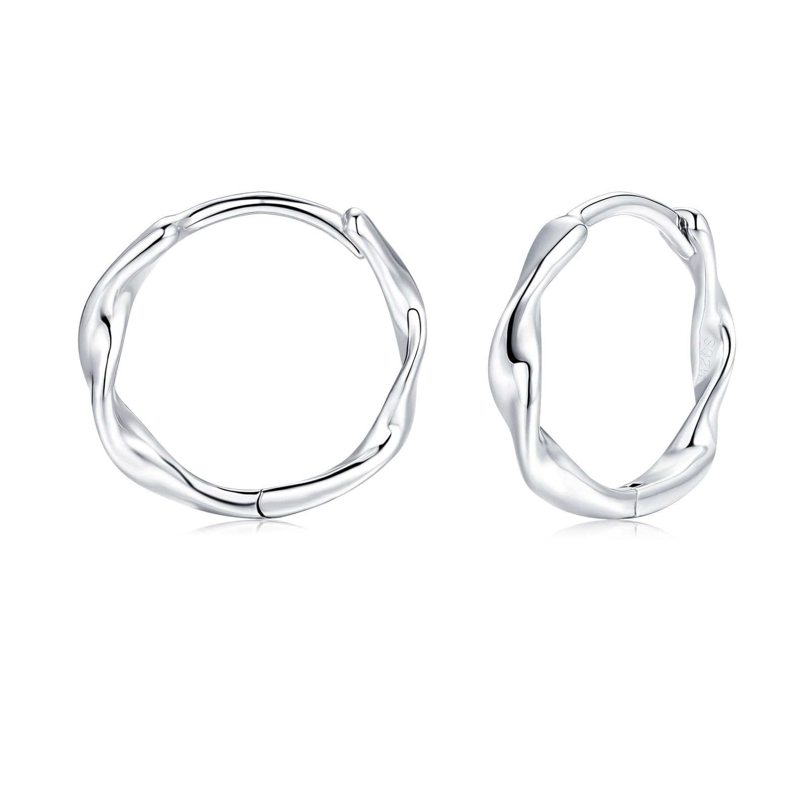 Cangall Creolen Silber 925 Klein, 925 Sterling Silber Twisted Ocean Wave Creolen mit Cubic Zirkonia, Minimalistische Huggie-Ohrringe, CZ Leichte Schlafen Knorpel Silber Ohrringe Kreolen für Damen