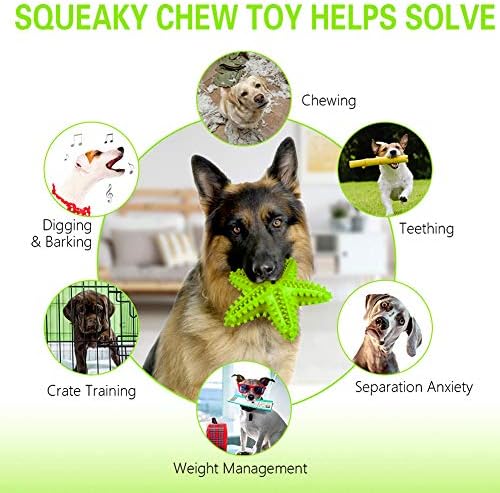 Dog Chew Toys Teeth Cleaning Toothbrush Squeaky Toy, Durable Puppy Teething Chewing Toy Pet Dental Oral Care Brushing Sticks For Aggressive Chewers Small Medium Breed (Green, Medium)