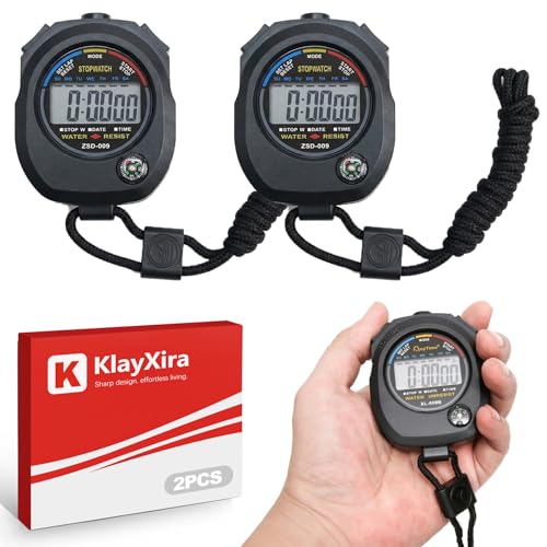 KlayXira 2 Pack Digital Stopwatch Timer Alarm Large Display for Sports