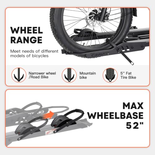 Image of CRAVOT E2 Plus Hitch E-Bike Rack with Integrated Ramp,200lbs Capacity
