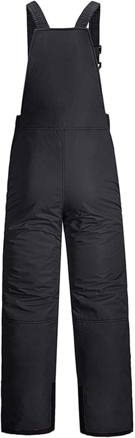 Men's Snow Bib Adjustable Waterproof Windproof Black Ski Pants Insulated Outdoor Athletic Fit Overalls with Pocket