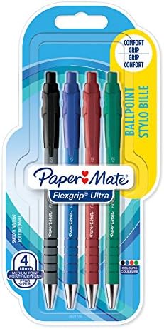 Paper Mate Flexgrip Ultra Retractable Ballpoint Pens | Medium Point (1.0 mm) | Black | 5 Count
