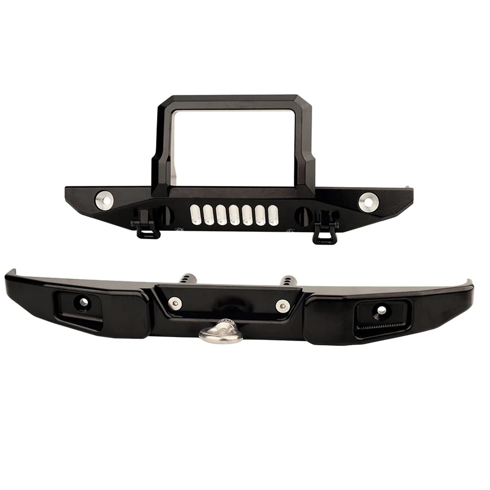 IWBR Przedni tylny zderzak z podstawą wciągarki z hakiem holowniczym 1/6 gąsienica RC oś samochodu SCX6 pasuje do części Jeep JLU Wrangler 4WD (Size : Set Black)