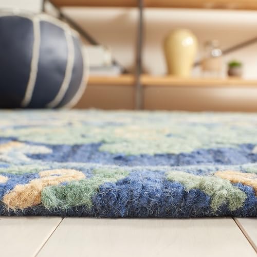 Tapete Boho hecho a mano 2' x 3' Azul Marino y Verde miniatura 4