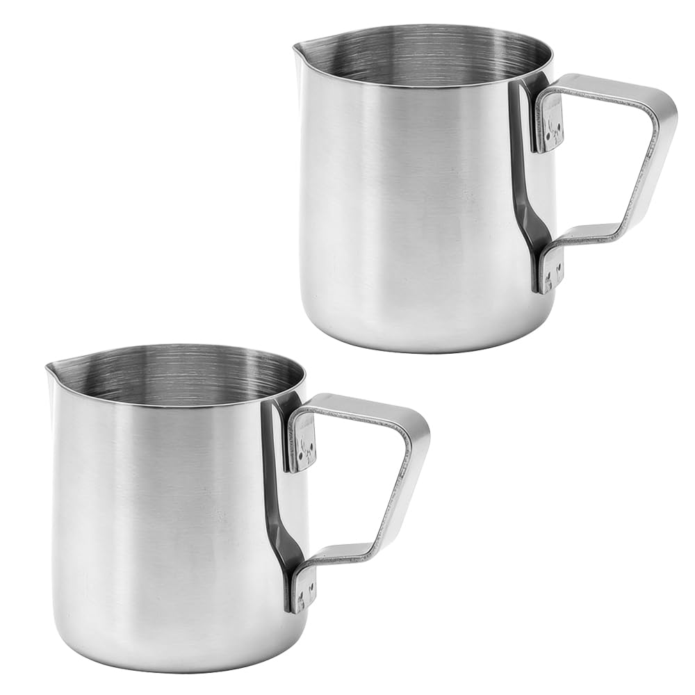 Juego de 2 jarras de leche de acero inoxidable 304, 150 ml, para la preparación de café latte, capuchino