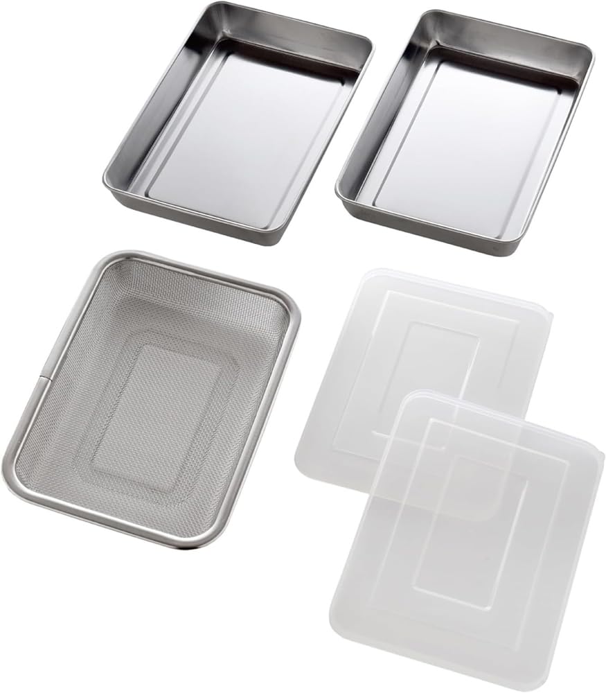 Amazon｜アーネスト フタ付き バット 15.5×22cm 2個& 角型ザル 1個