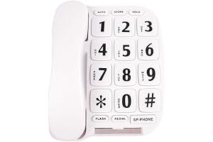 Large Button Corded Phone for Low Vision Elderly with Hearing Aid Compatibility