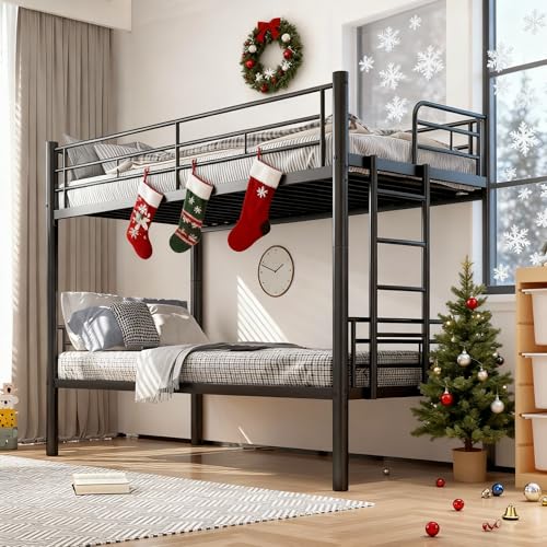 GFEMTH Etagenbett 90x200 cm, Hochbett Erwachsene mit Rausfallschutz und Leiter, Bunk Bed Stockbett Metal mit Lattenrost, Doppelstockbett für Erwachsene Jugendliche und Kinder