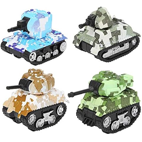Ai-Fun 4PCS Mini Tank Pull Back Tank Model Toy Military Toy Vehicle for Kids (Camo Color) Cover