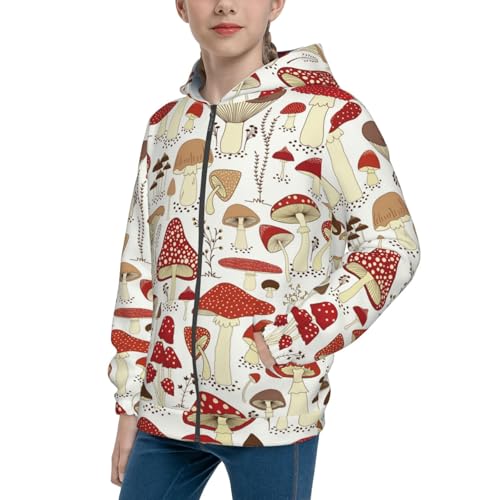 Cartoon Mushrooms Kid Hoodies Boys Zip Up Sweatshirts Girls Pullover with Pocket - Main Image