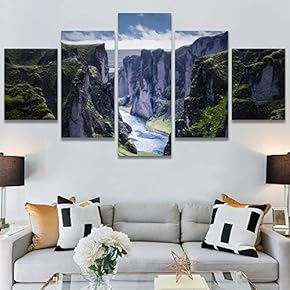 SIGNWIN 5 Panel Canvas Wall Art Between Valleys...