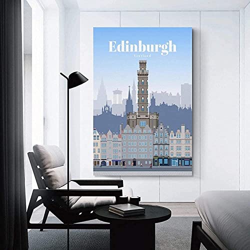 Tableau Édimbourg toile poster voyage rétro décoration maison salon 60x90 - 3